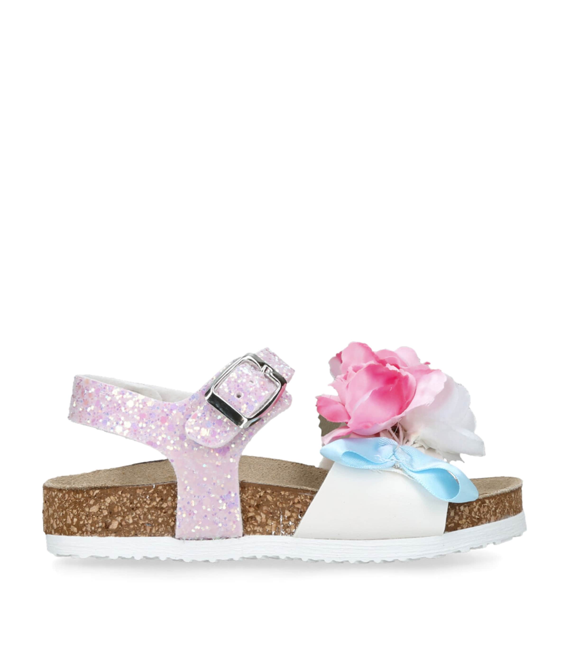 Floral-Appliqué Sandals