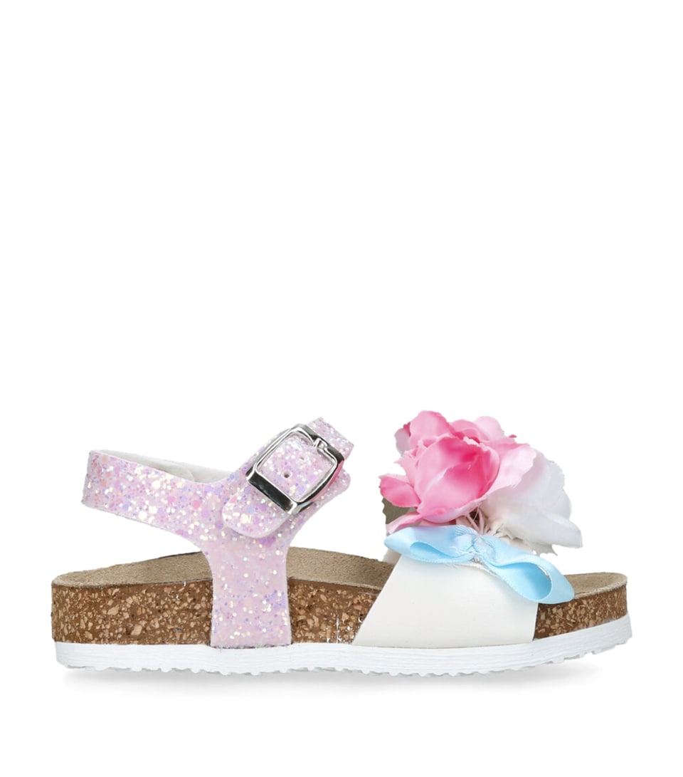 Floral-Appliqué Sandals