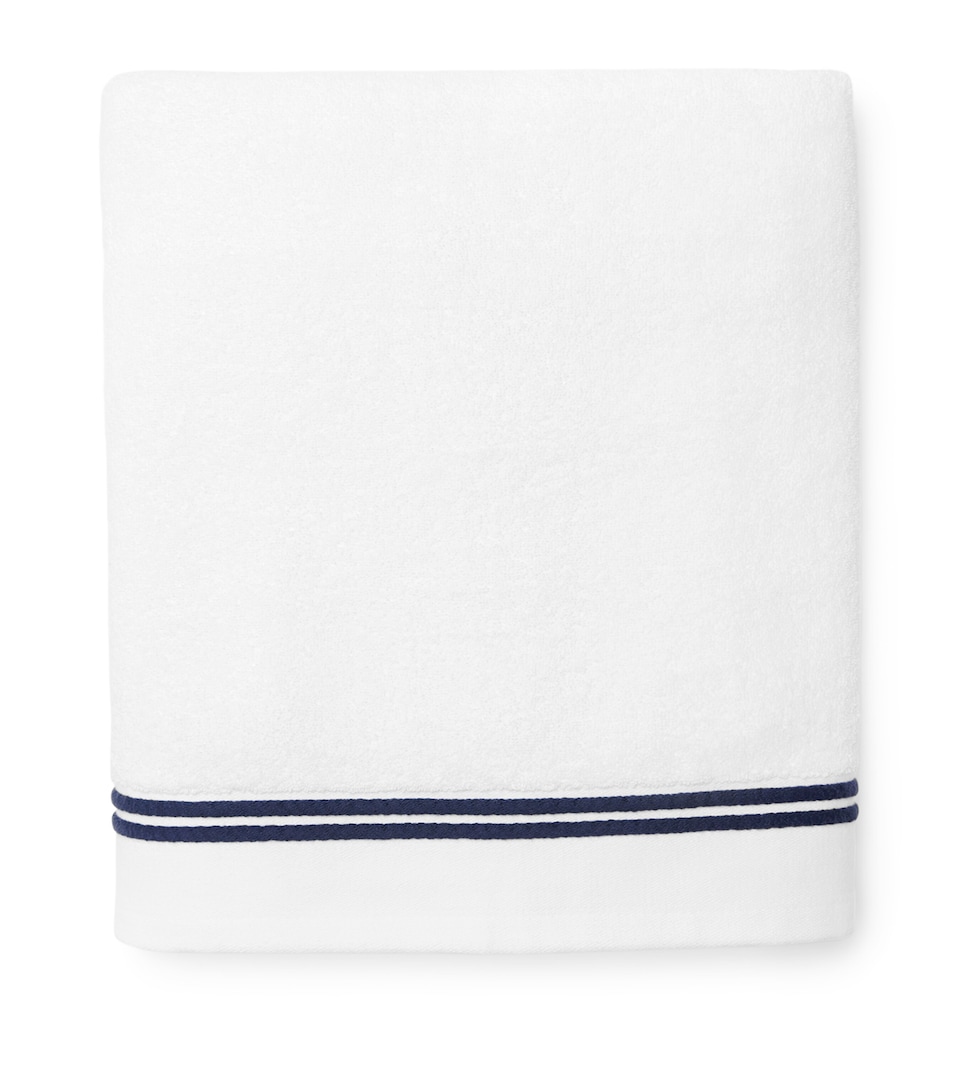 Sferra Cotton Aura Nuova Bath Sheet (40cm x 70cm) White/navy