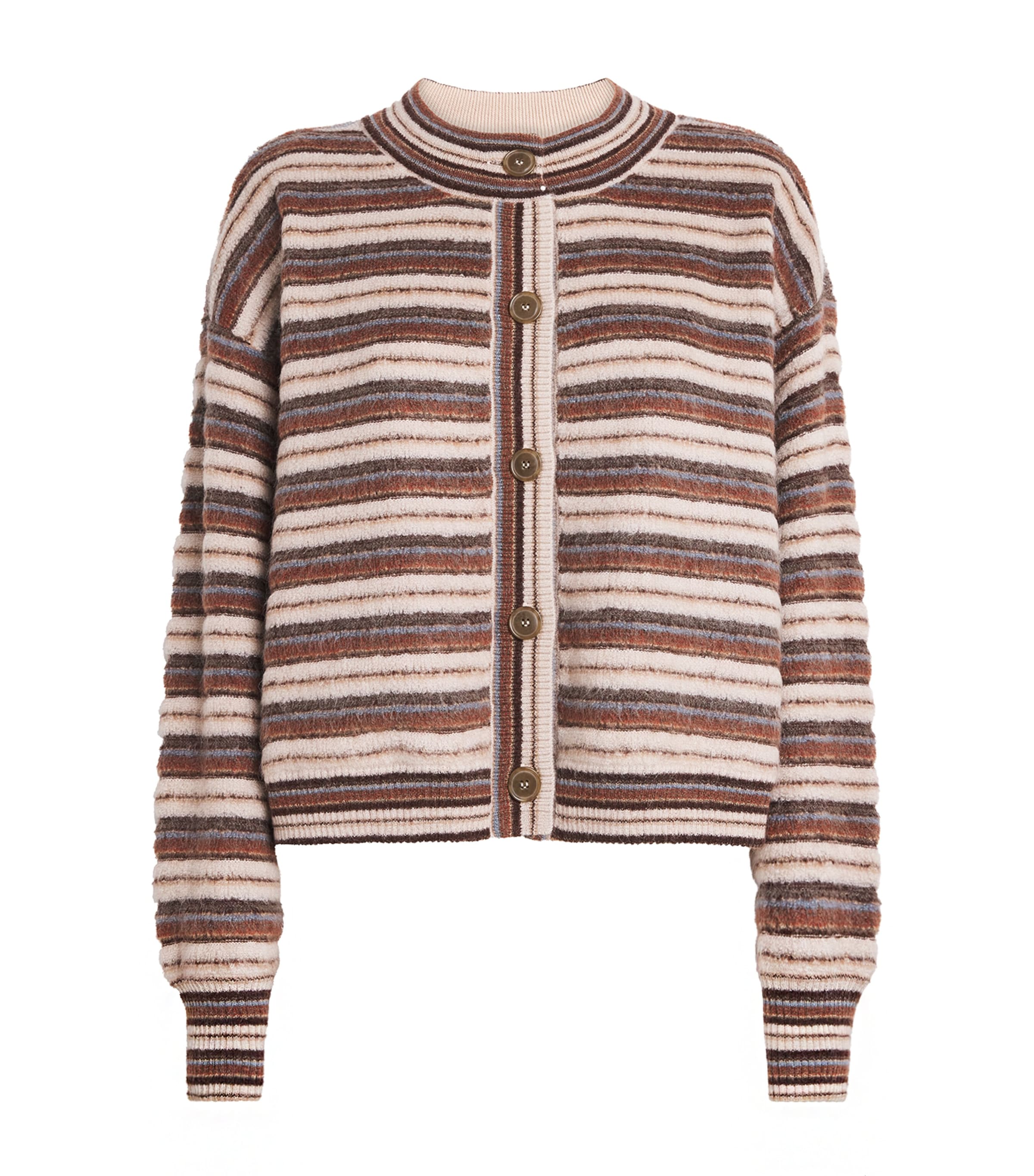 FRAME Womens Mohair-Blend The Femme Stripe Cardigan Sky Blu Multi Stripe