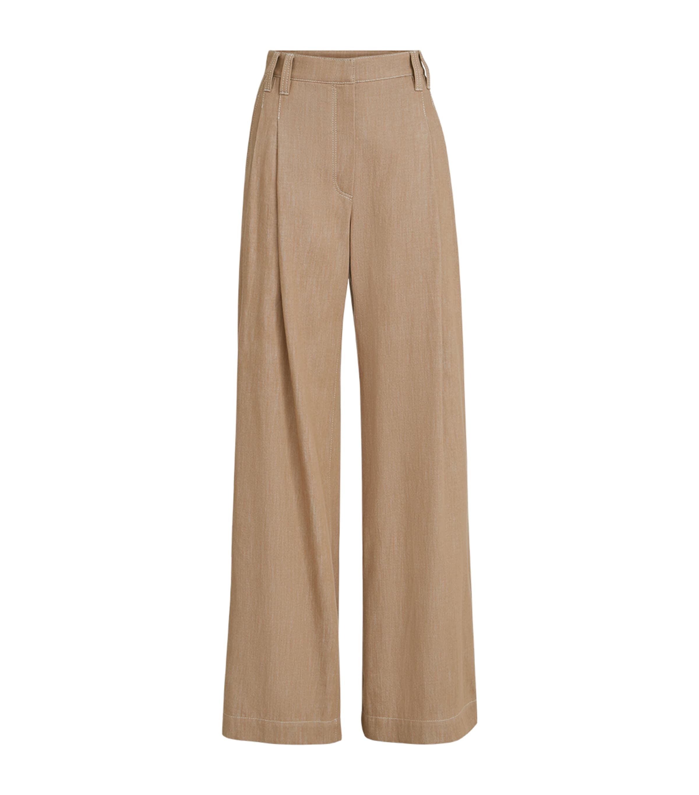 Pleated Wide-Leg Jeans