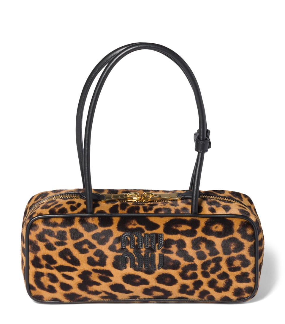 Miu Miu Calf Hair Leopard Beau Top-Handle Bag