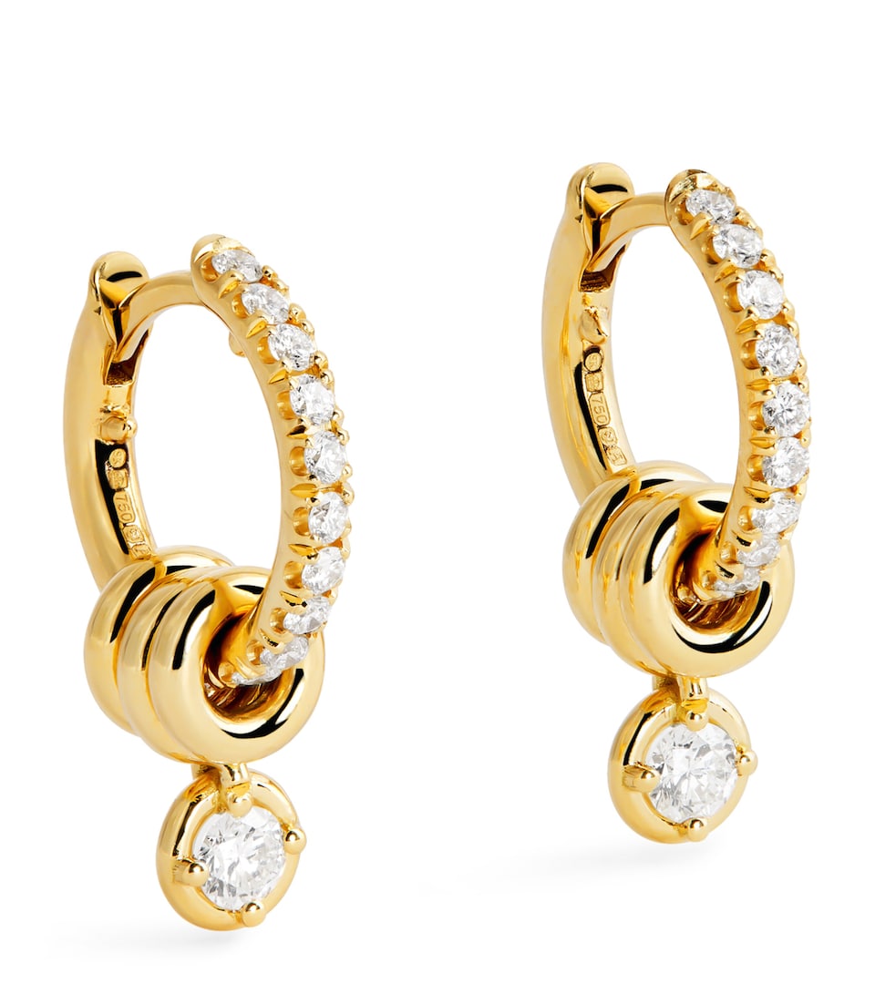 Yellow Gold and White Diamond Zahra Hoop Earrings