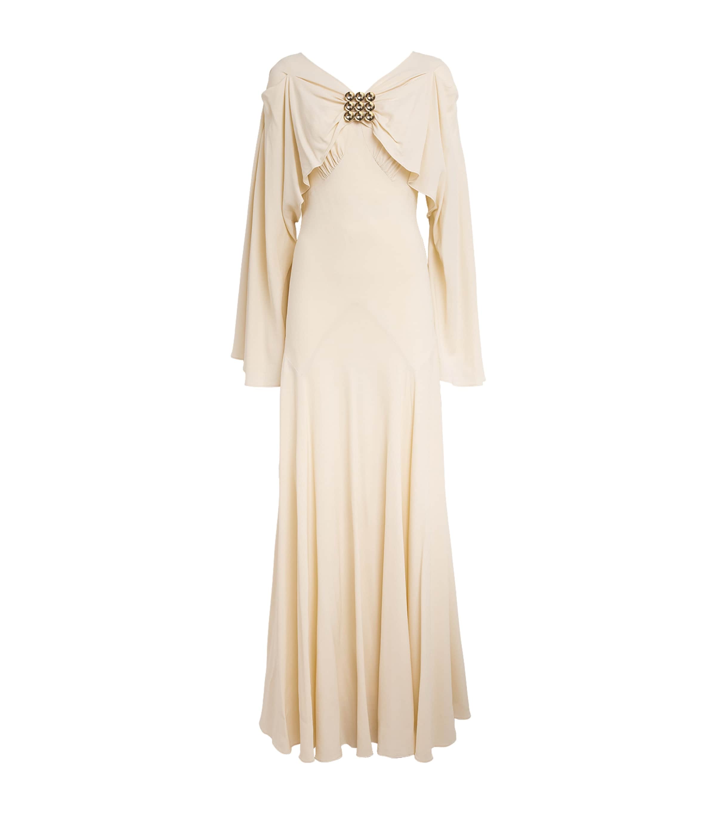 Rabanne Womens Cape-Sleeve Gown Custard