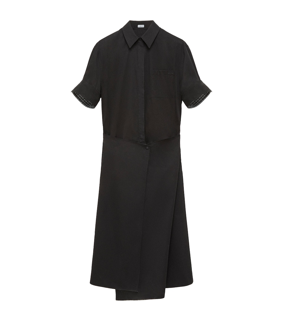 LOEWE Womens Cotton-Silk Midi Shirt Dress Black