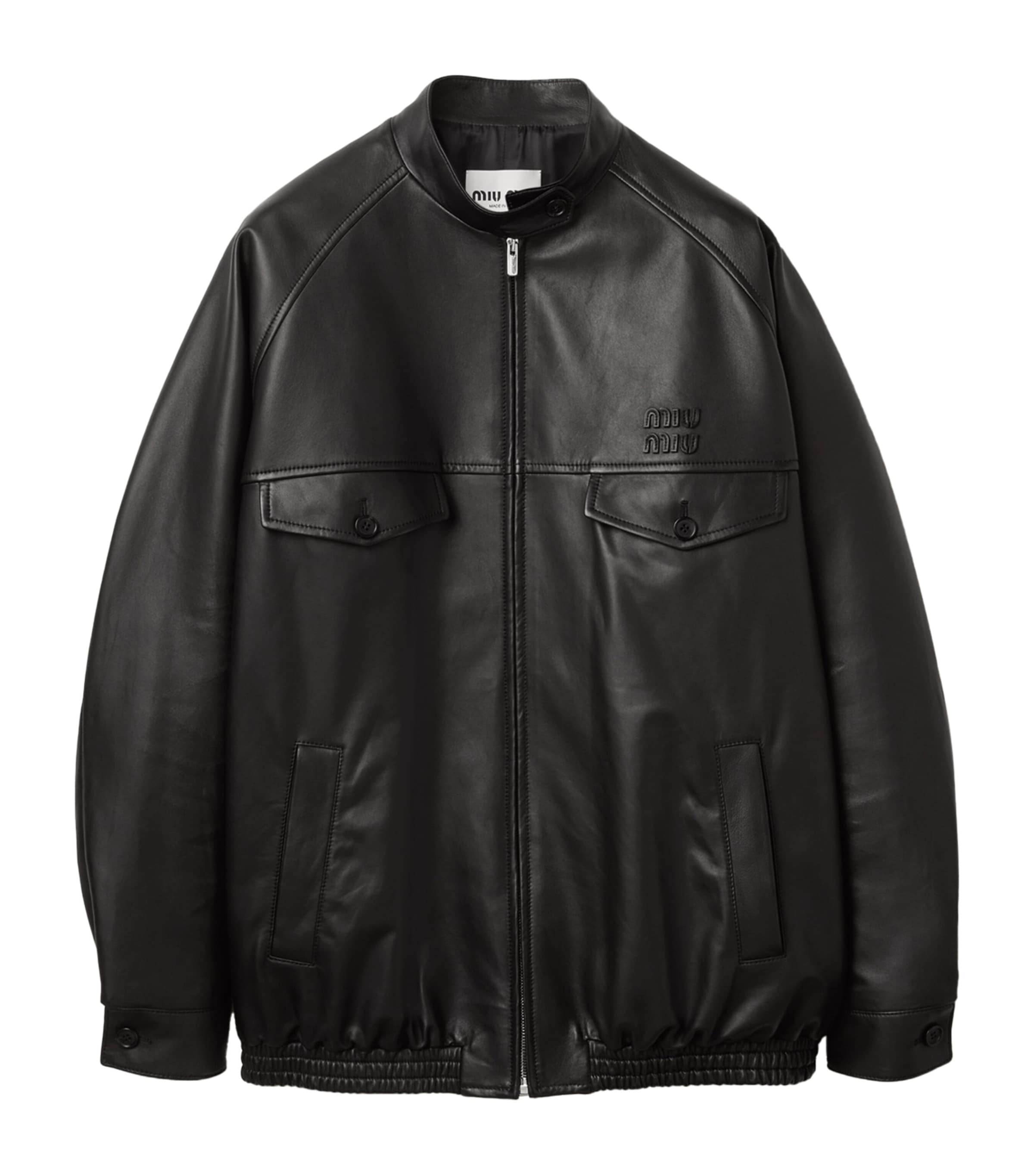 Miu Miu Womens Nappa Leather Blouson Jacket Black