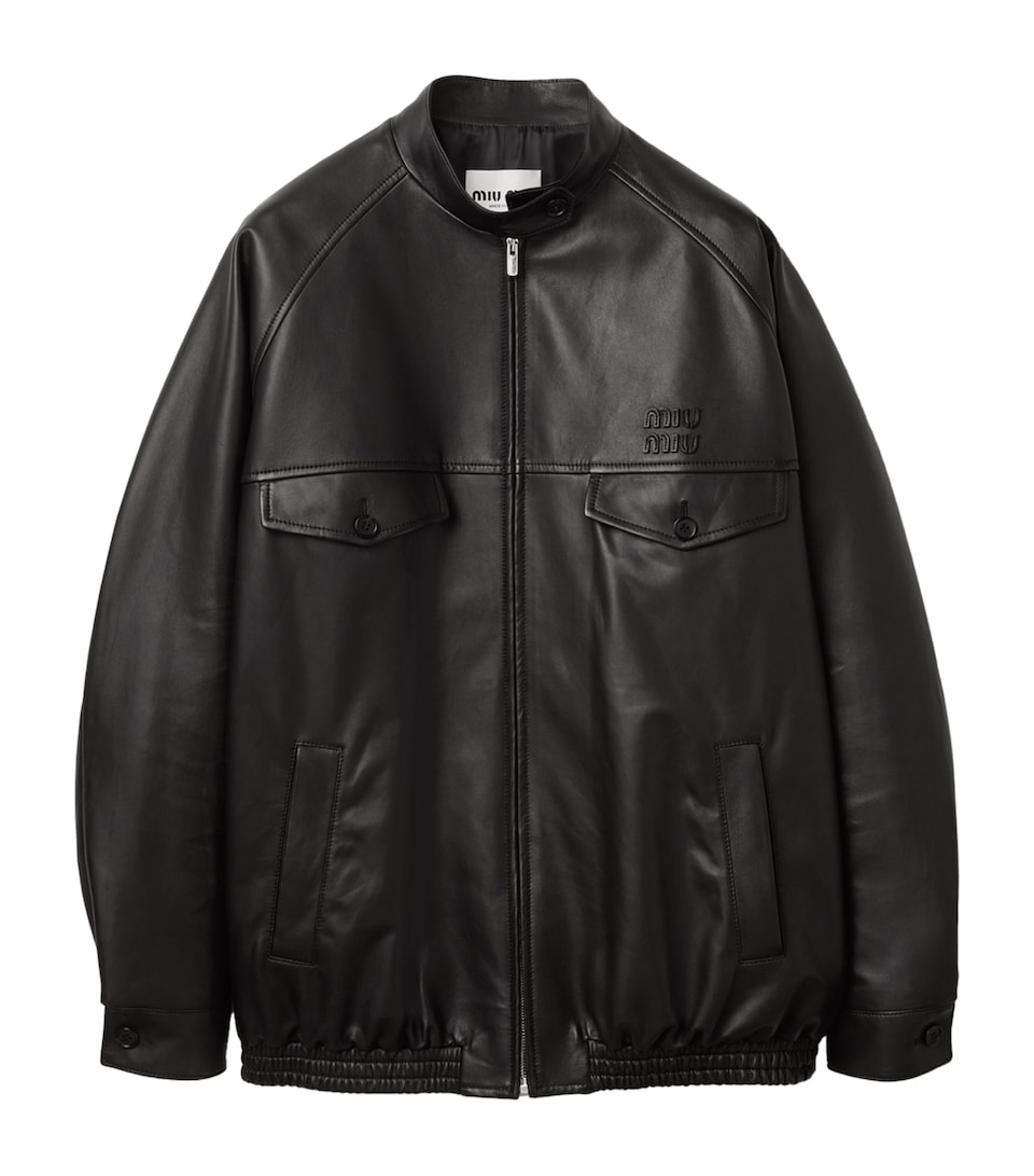 Miu Miu Womens Nappa Leather Blouson Jacket Black