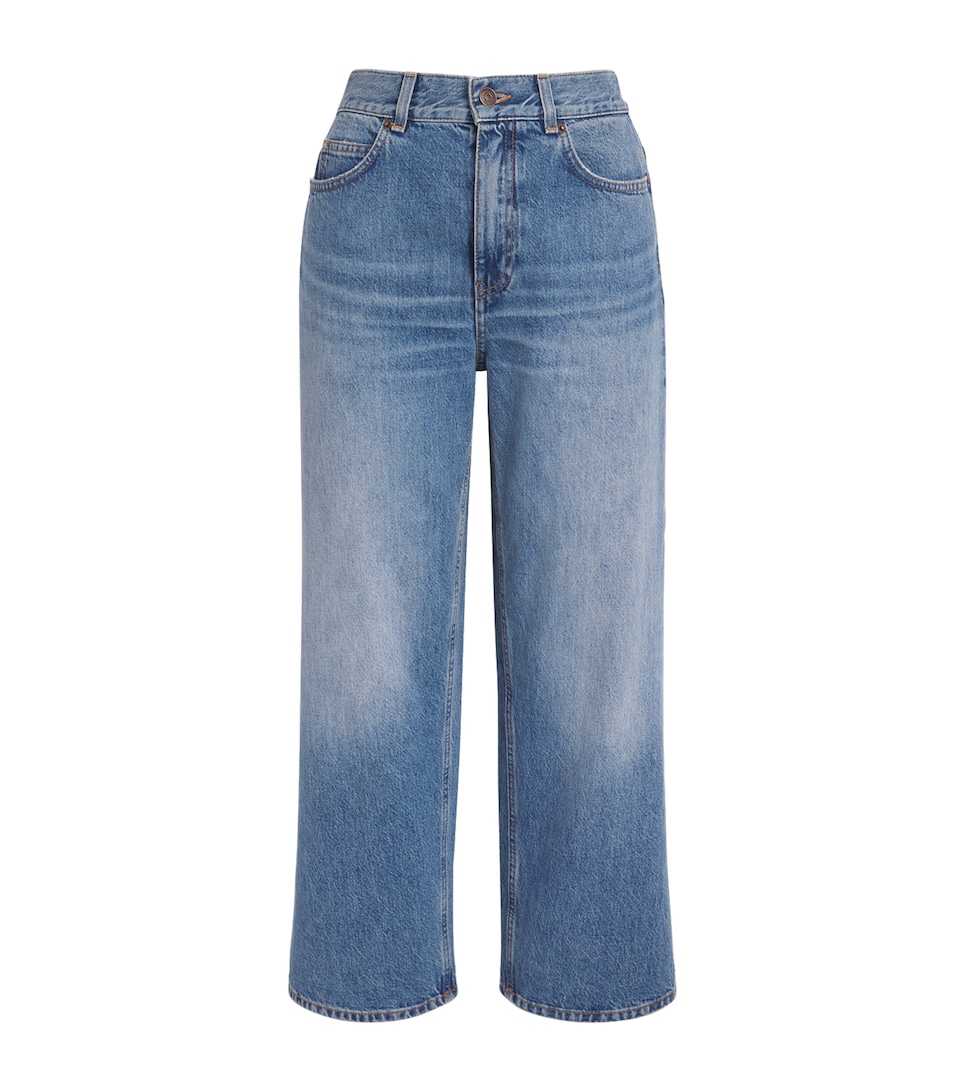 ME+EM Womens Cropped Straight Jeans Light Blue Wash