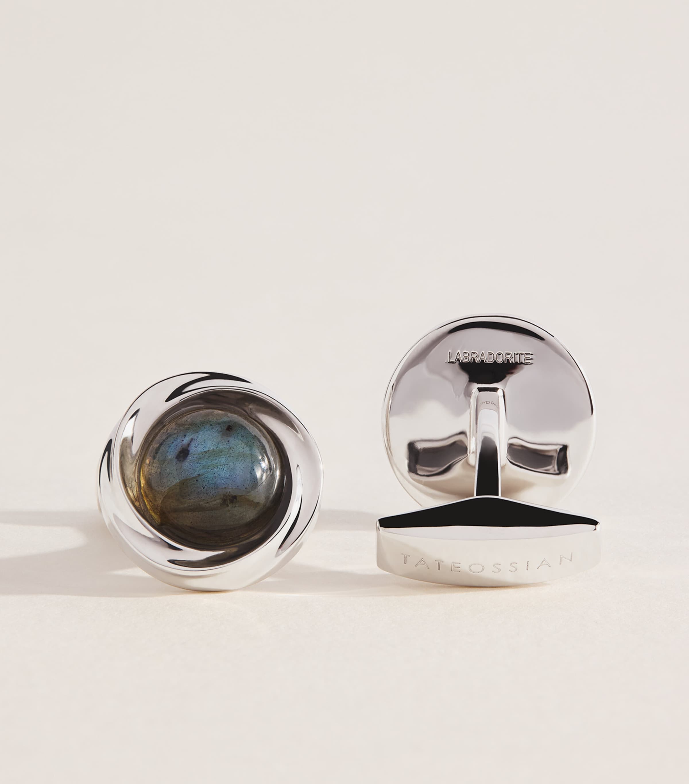 Tateossian Rhodium-Plated Sterling Silver Mobius Cufflinks Grey