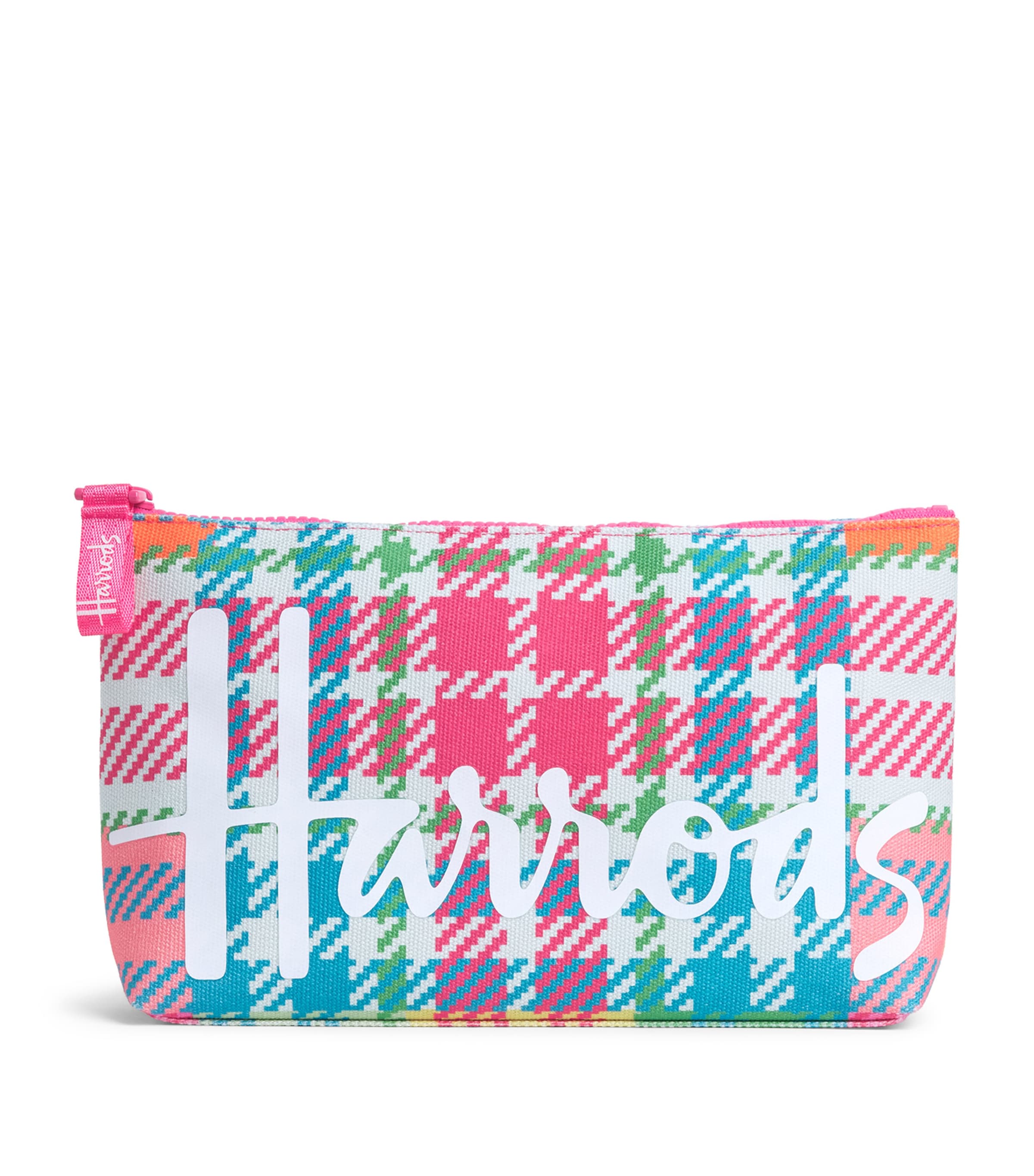 Harrods Medium Cotton Tartan Logo Cosmetic Bag