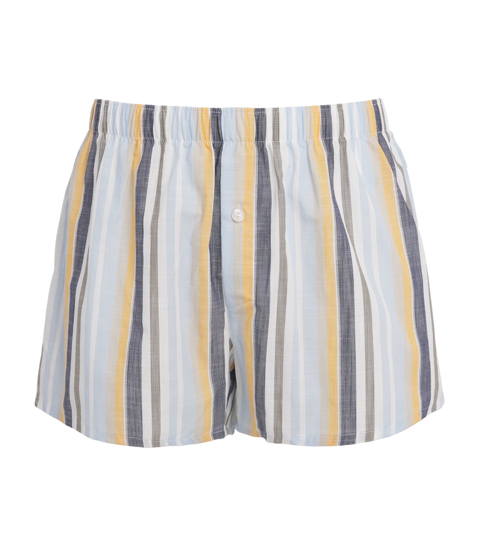 Hanro Mens Cotton Fancy Woven Boxers Sunset Stripe