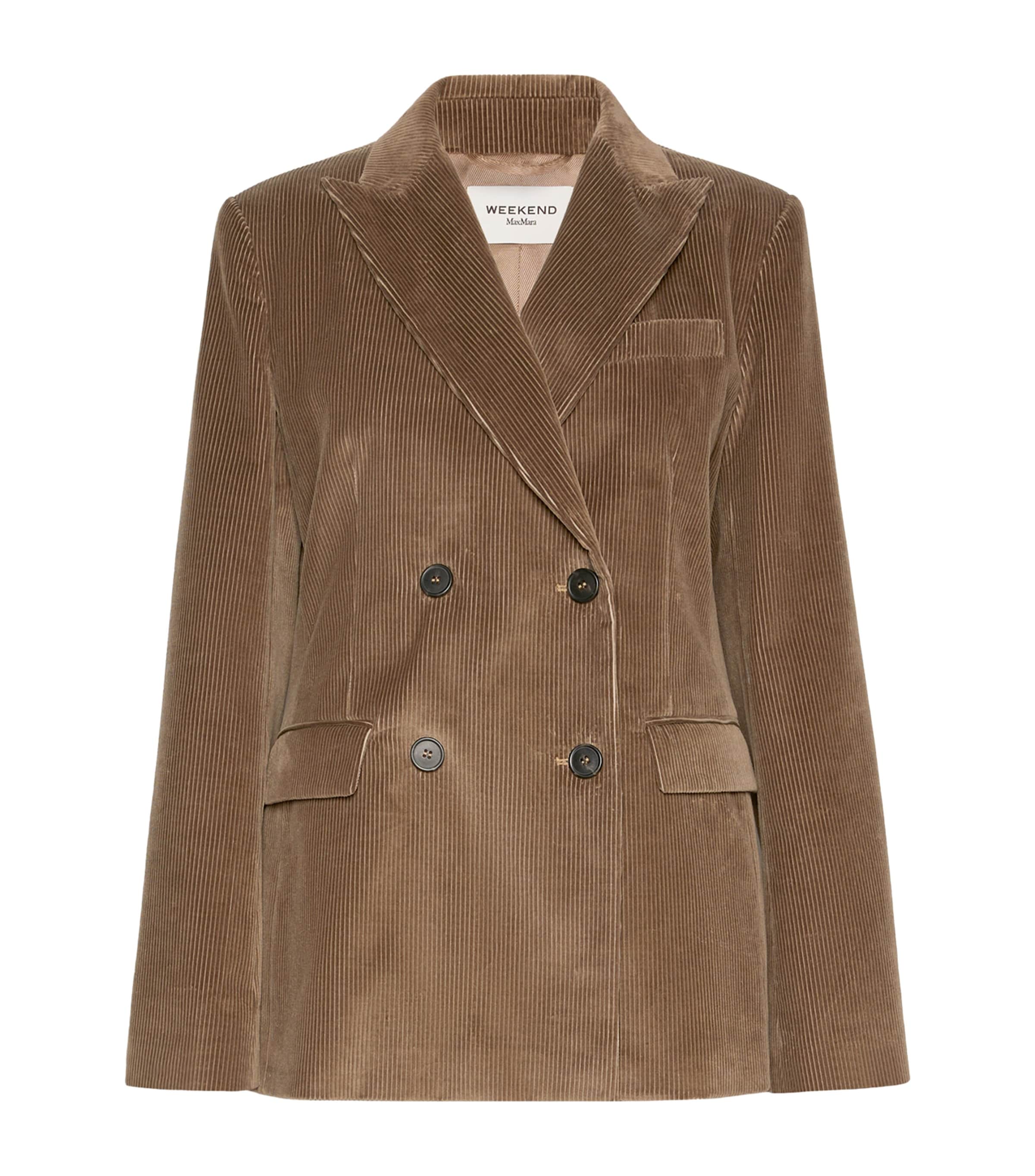 Weekend Max Mara Womens Corduroy Double-Breasted Blazer Light Brown