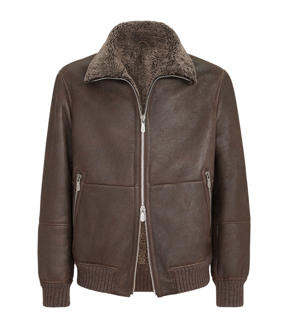 Brunello Cucinelli Mens Shearling Bomber Jacket