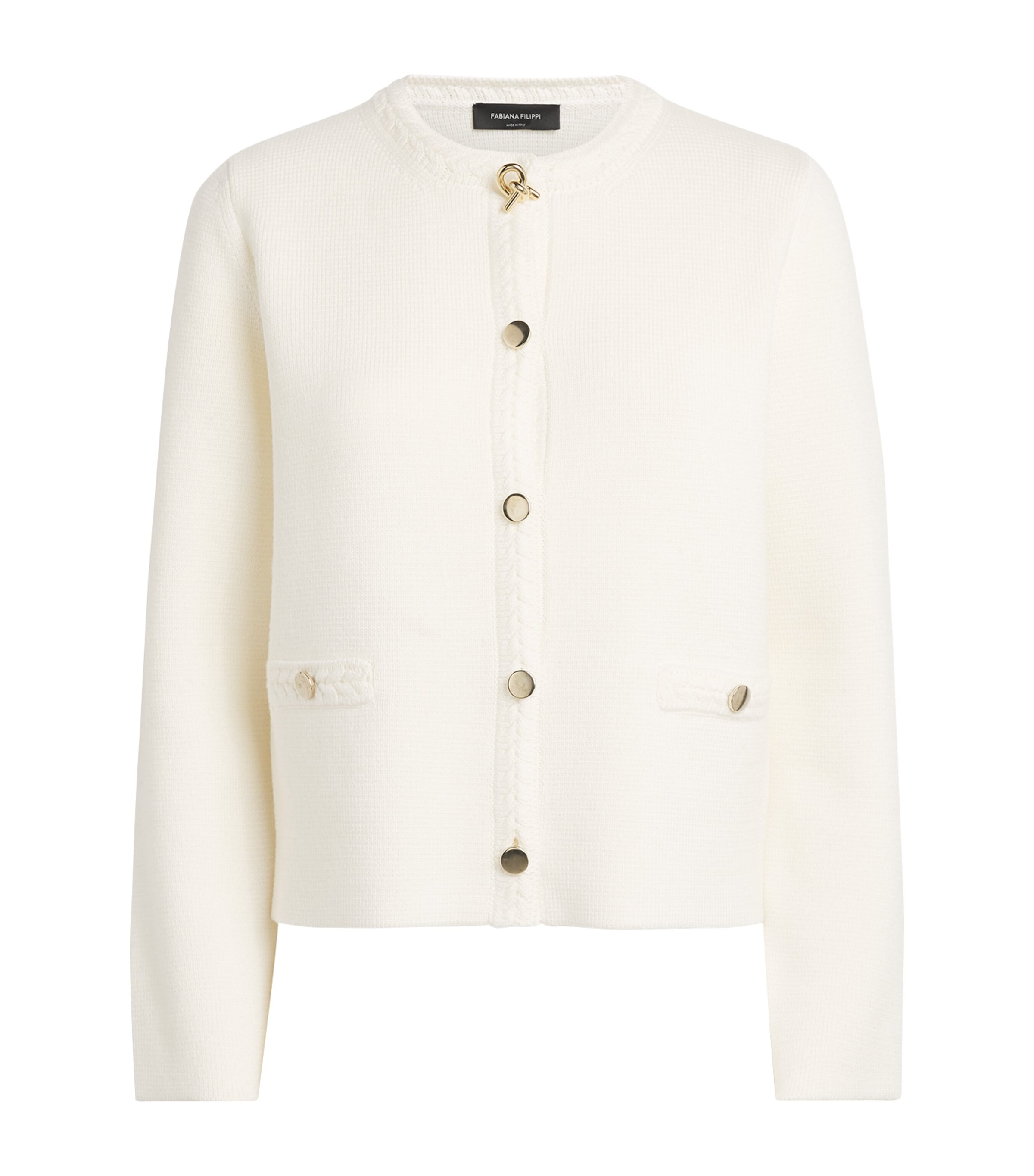 Fabiana Filippi Womens Merino Wool Cardigan Rafia