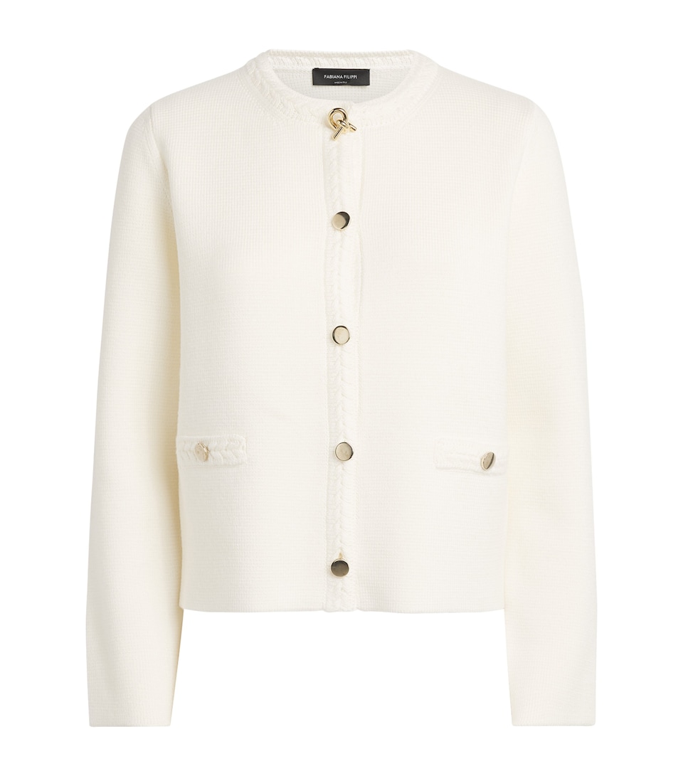 Fabiana Filippi Womens Merino Wool Cardigan Rafia