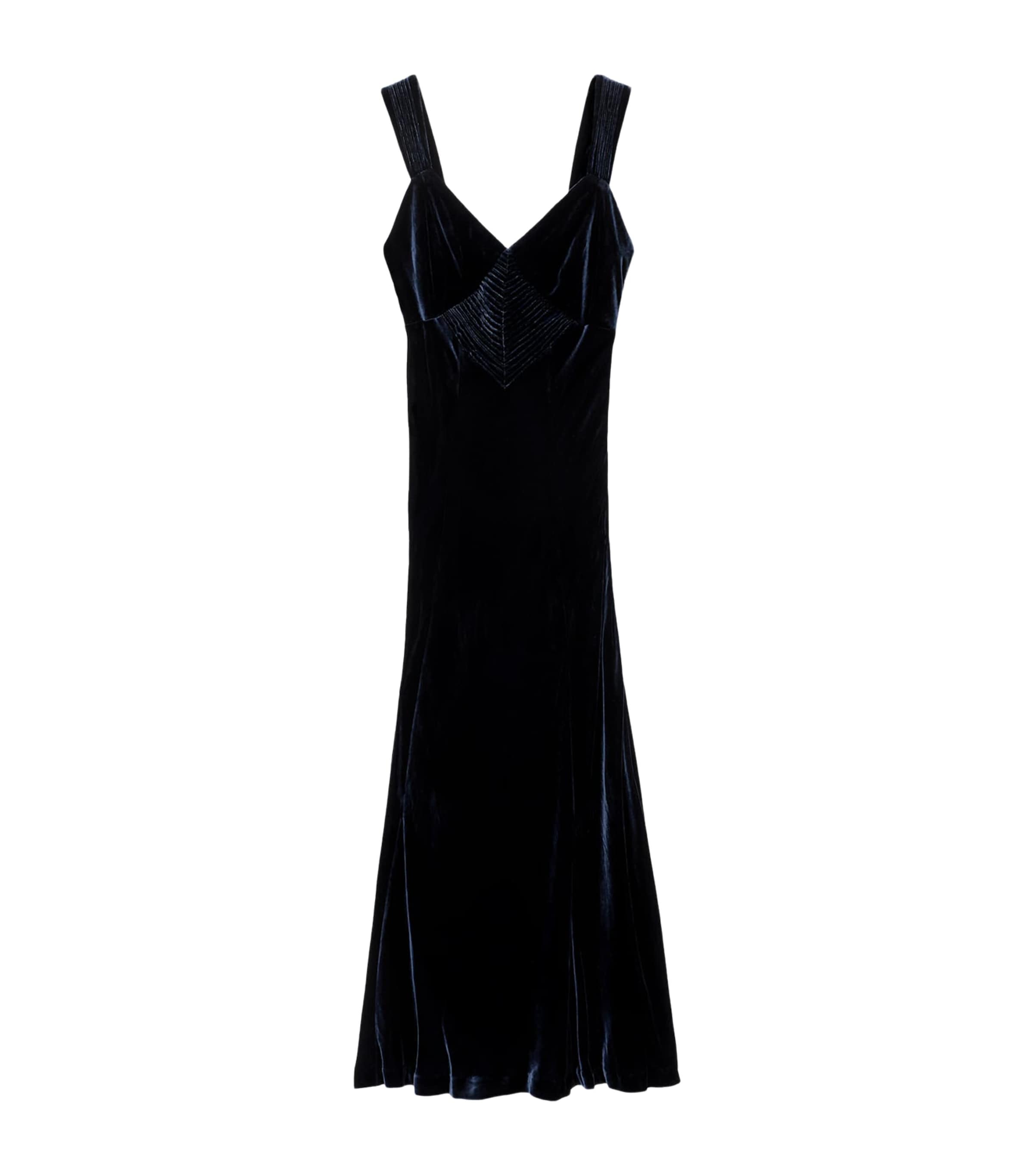 AllSaints Womens Velvet Berletta Midi Dress Velvet Ink Blue