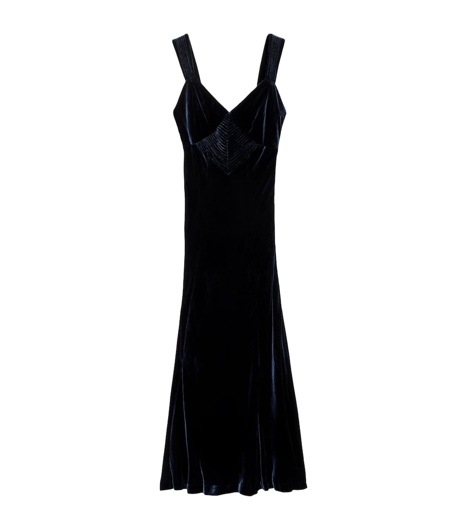 AllSaints Womens Velvet Berletta Midi Dress Velvet Ink Blue