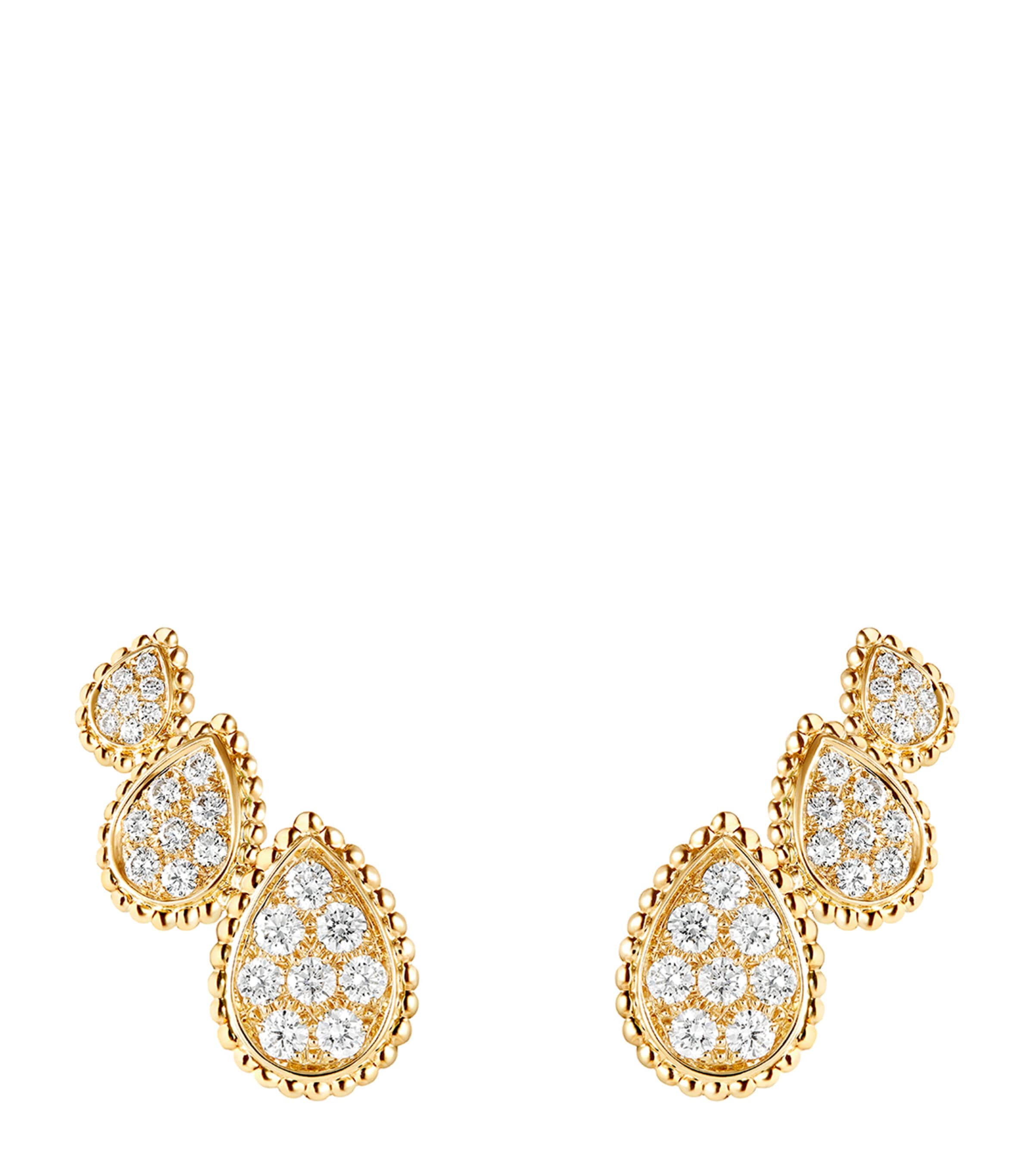 Yellow Gold and Diamond Serpent Bohème Three Motifs Earrings