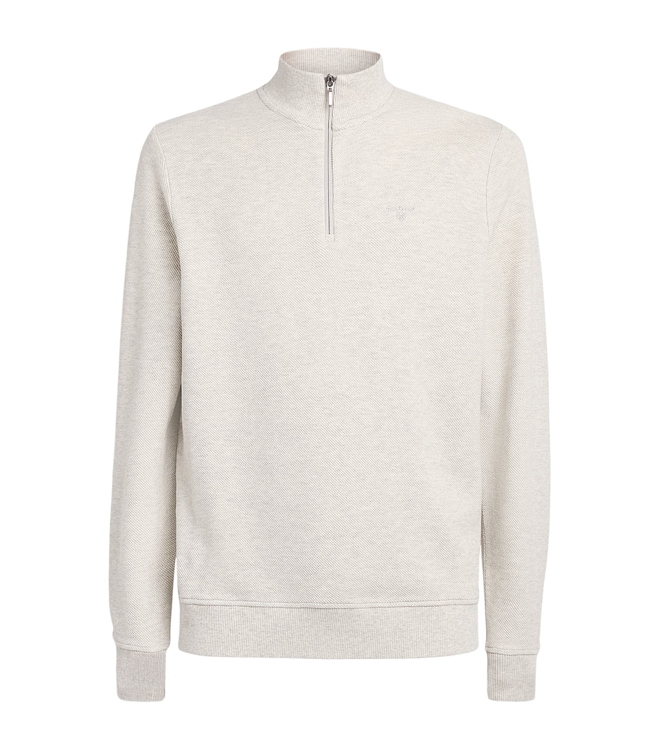 Barbour Mens Cotton Quarter-Zip Sweatshirt Ecru Marl