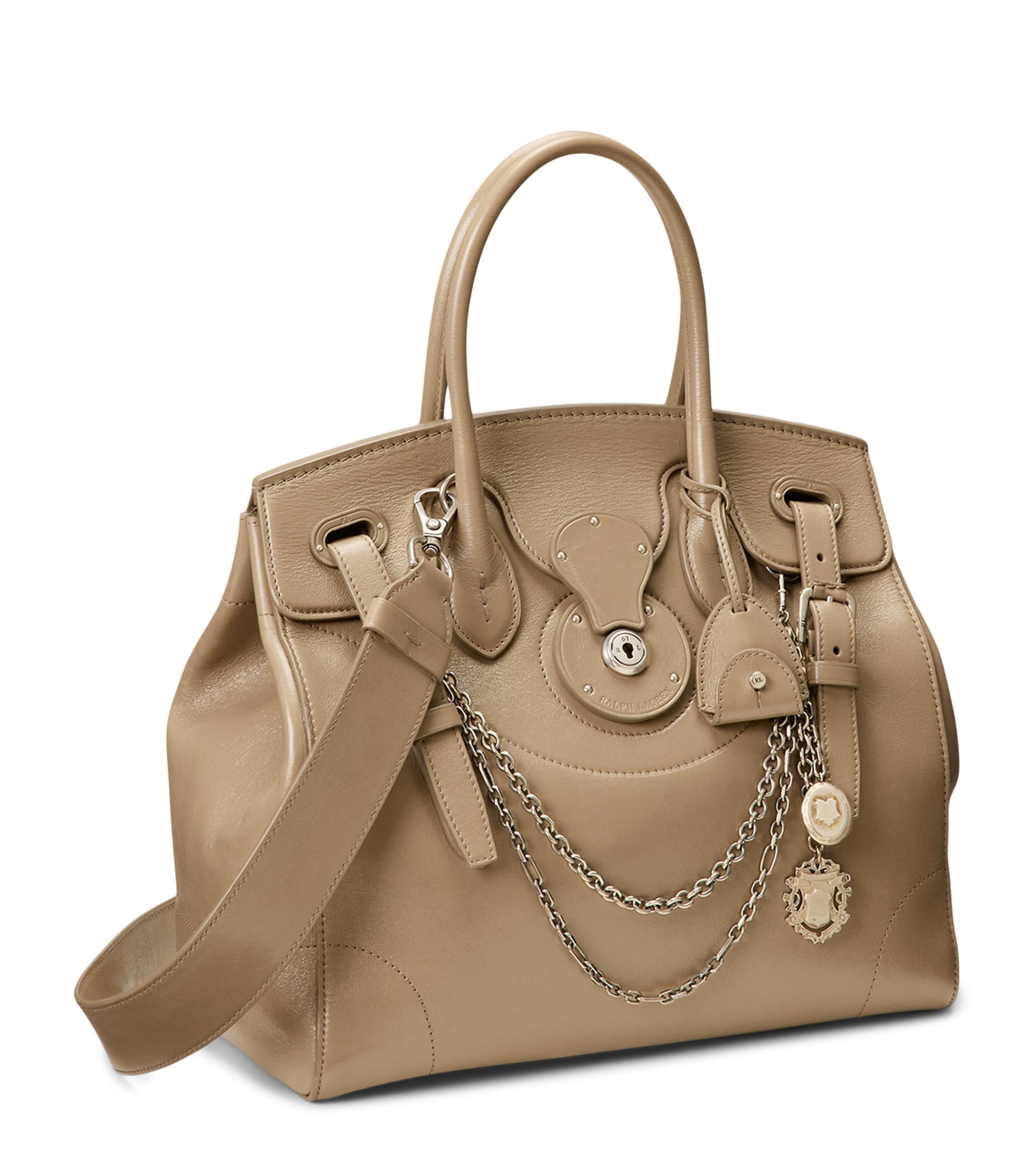 Ralph Lauren Collection Leather Extra-Soft Ricky 33 Top-Handle Bag Taupe