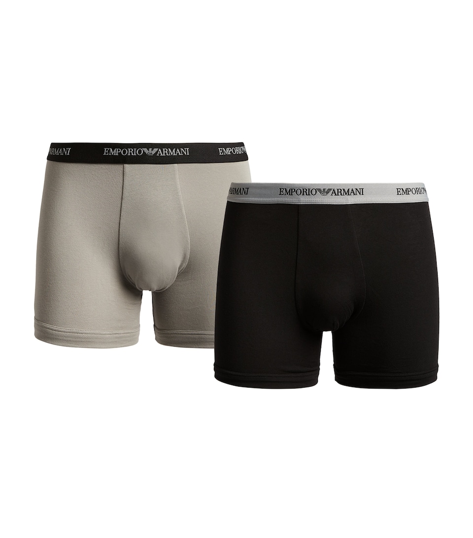 Emporio Armani Mens Stretch-Cotton Boxer Briefs (Pack of 2) Blk/gry