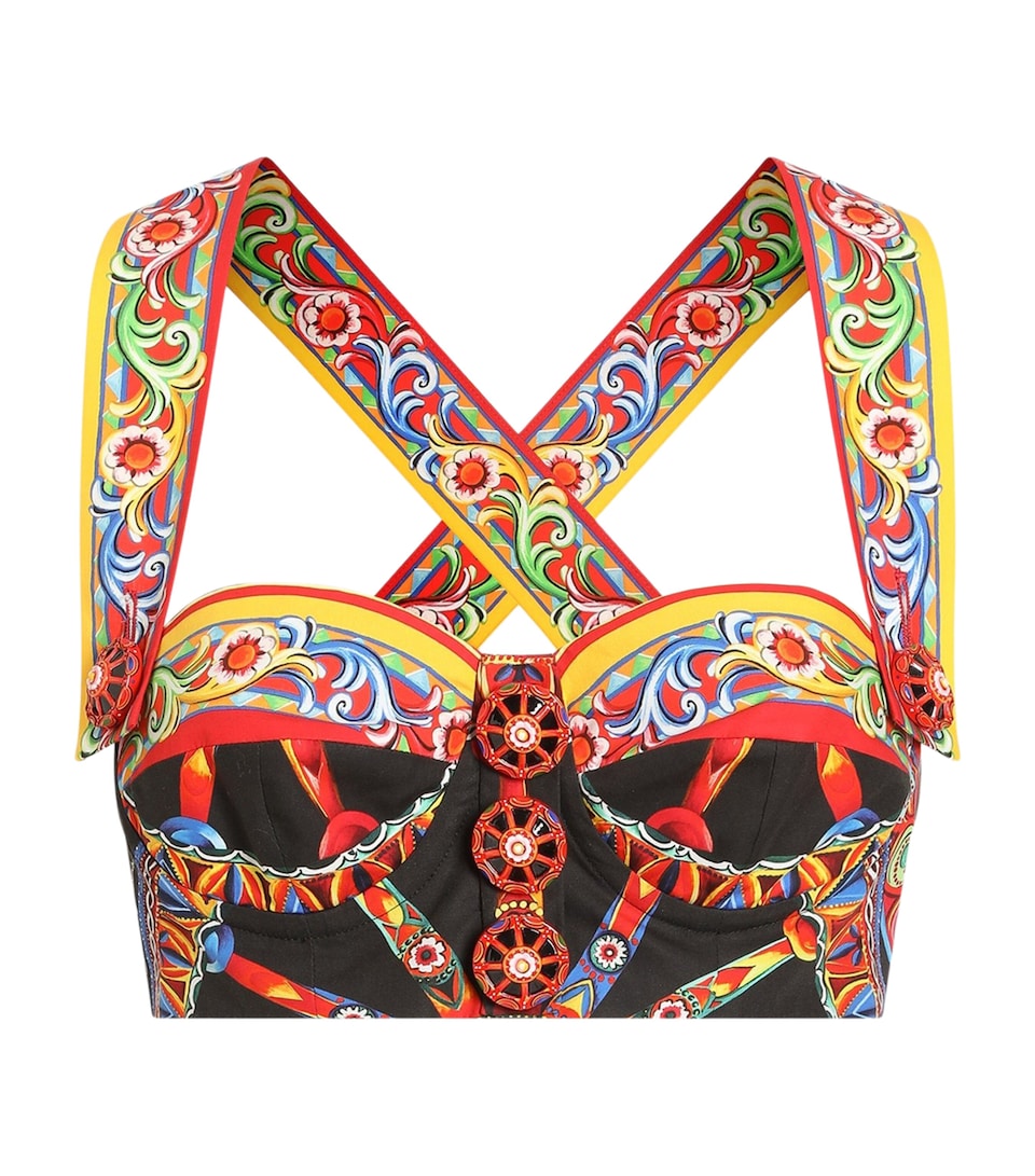 Dolce&Gabbana Womens Cotton-Silk Carretto Crop Top Carretto Fld