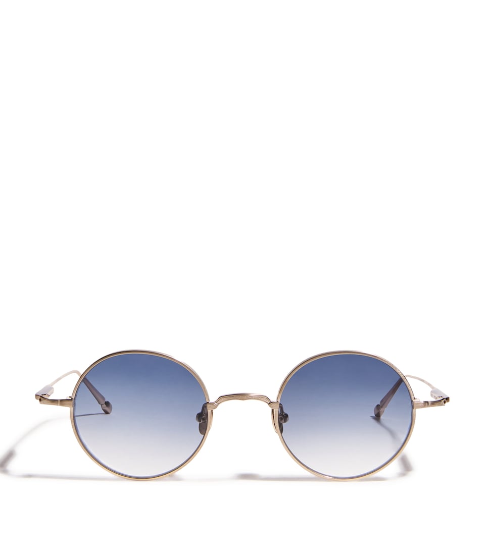 Matsuda M3168 Round Sunglasses Brshd Gld Blu Gradnt