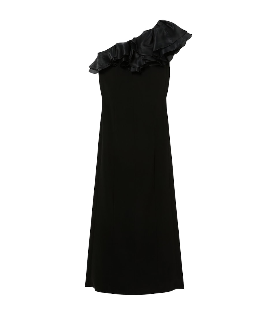 Marina Rinaldi Womens x Tony Ward Ruffle-Neck Maxi Dress Black