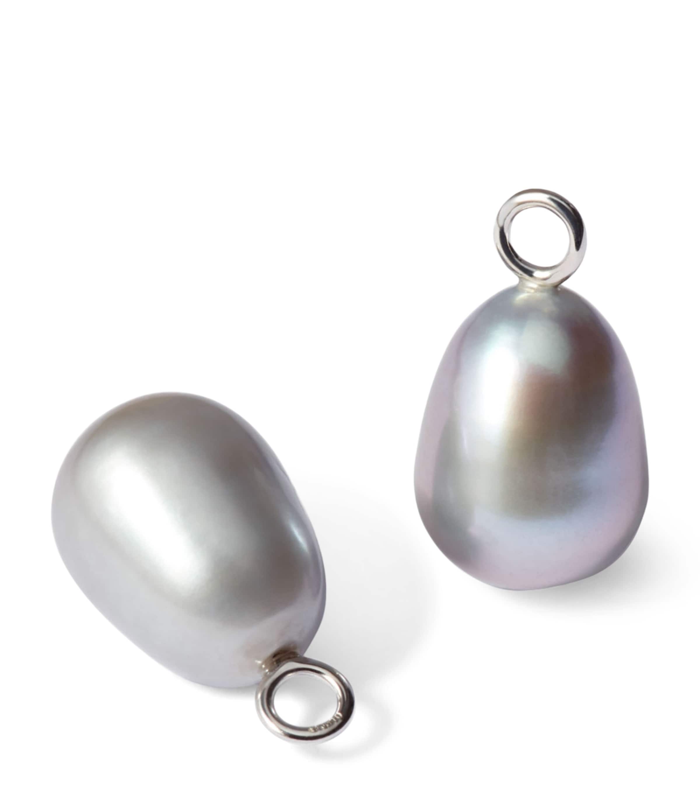 White Gold and Baroque Pearl Earring Drops