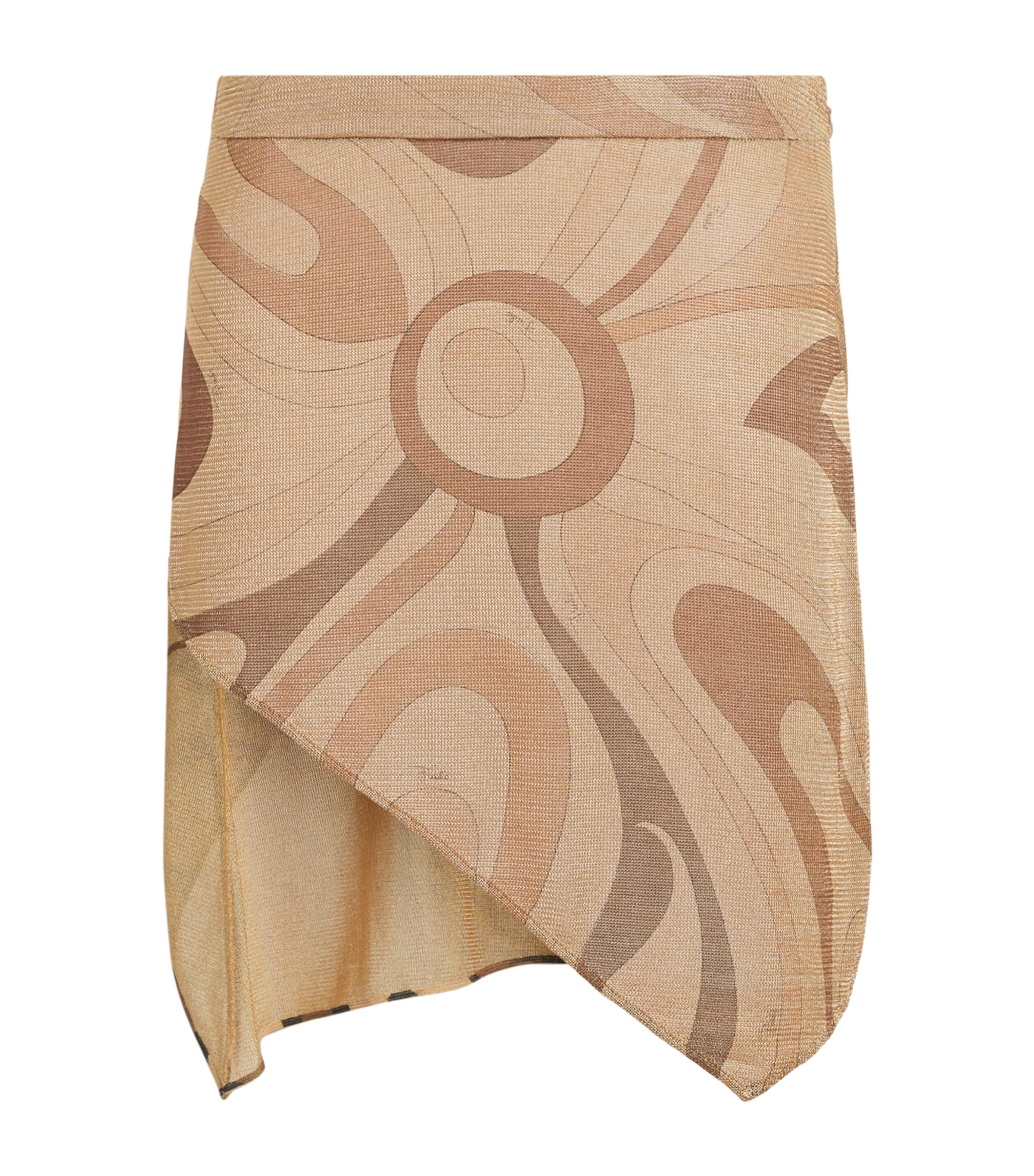 PUCCI Womens Lurex Marmo Print Mini Skirt Oro