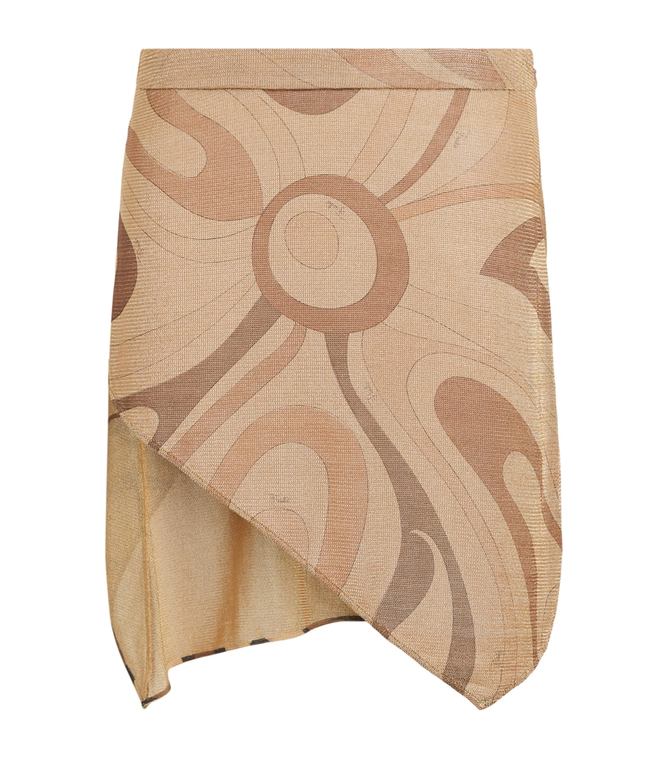 PUCCI Womens Lurex Marmo Print Mini Skirt Oro