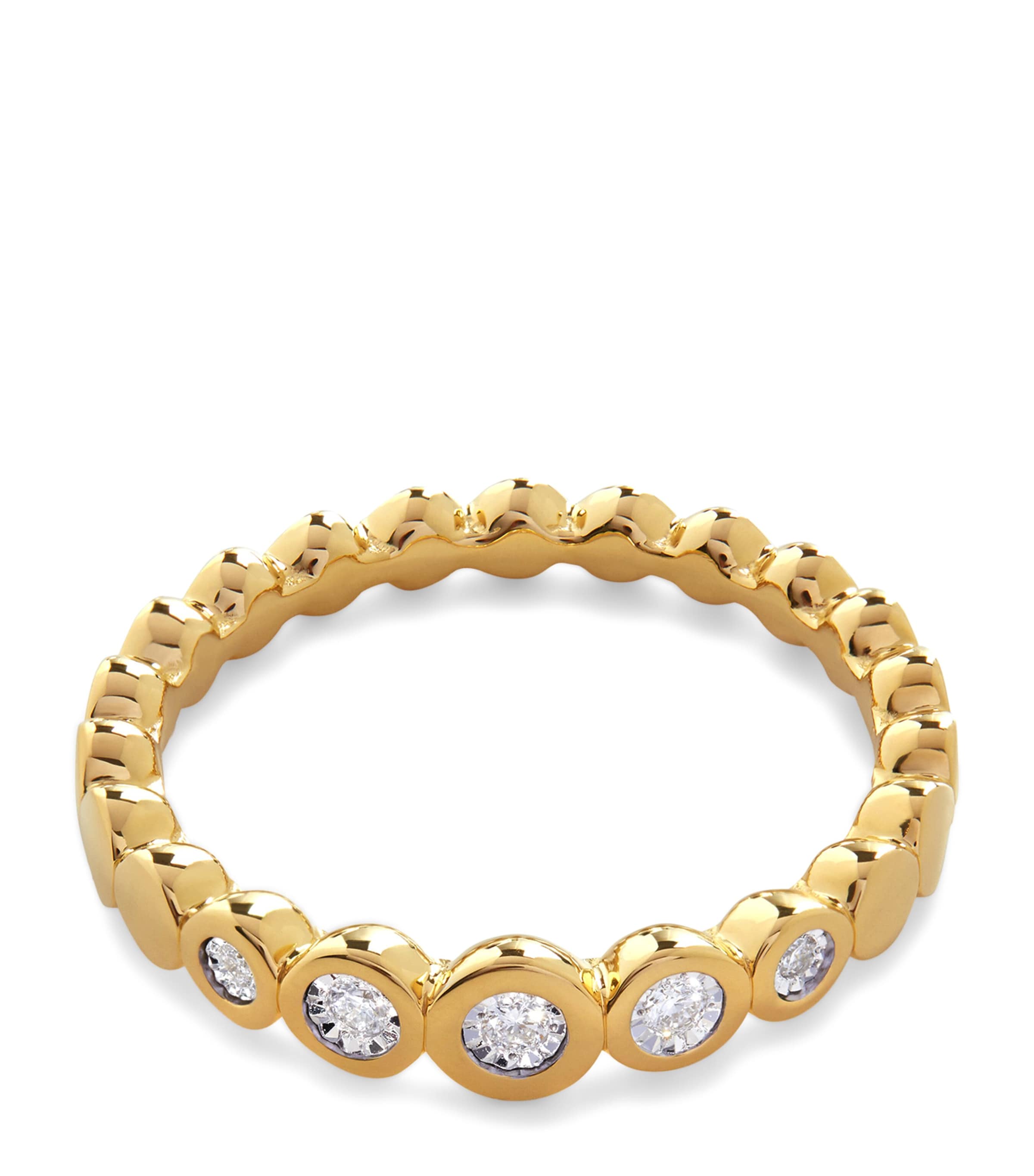 Monica Vinader Gold Vermeil and White Diamond Half Eternity Ring Gold/diamond