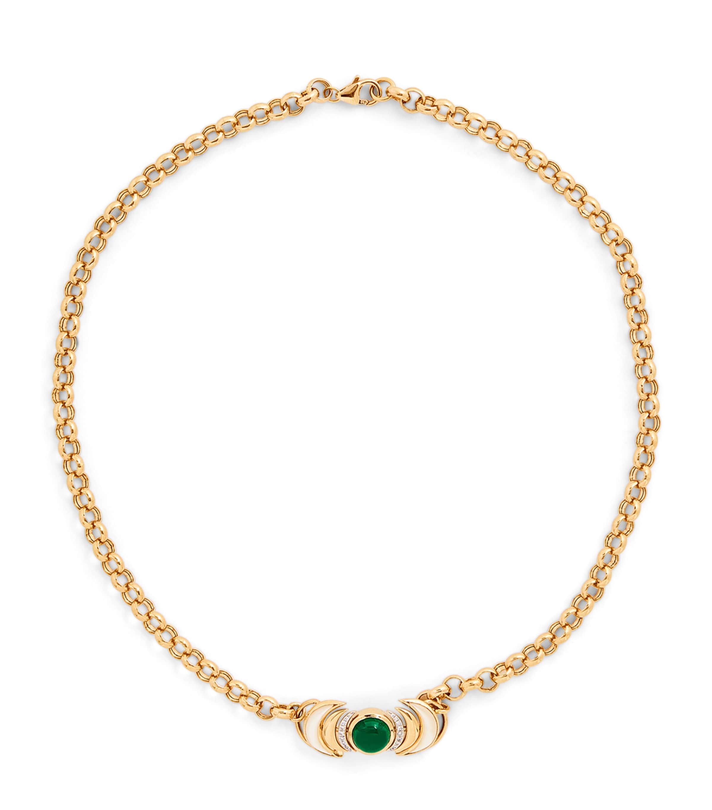 L'ATELIER NAWBAR Yellow Gold, Diamond and Malachite Venus Lot N*91 Necklace Yellow Gold