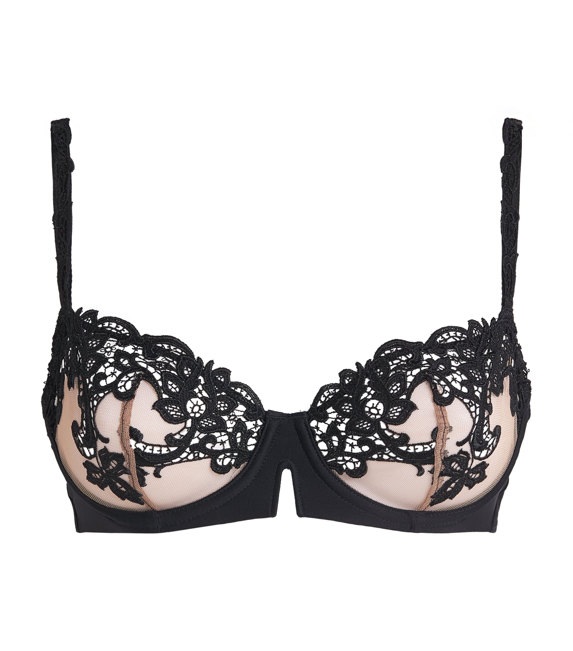 Simone Perele Womens Lace Saga Half-Cup Bra Black Tattoo