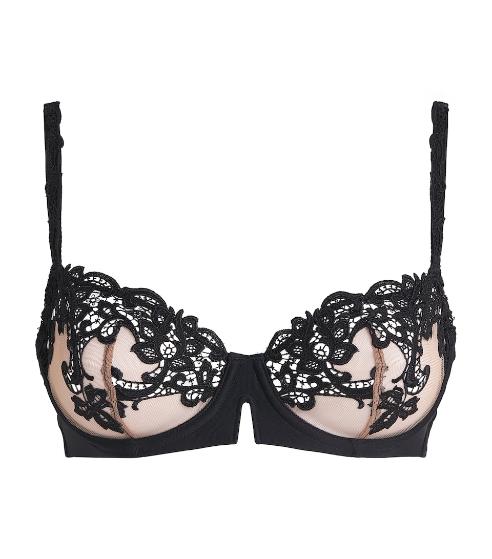 Simone Perele Womens Lace Saga Half-Cup Bra Black Tattoo