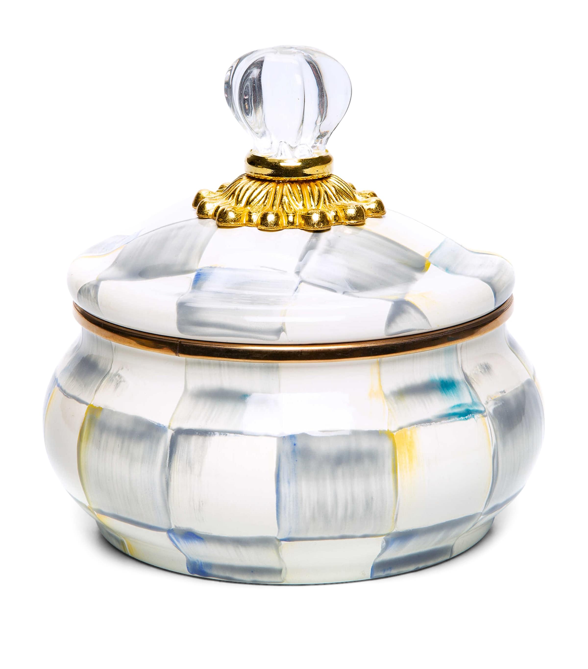 Sterling Check Squashed Pot (12.5cm)