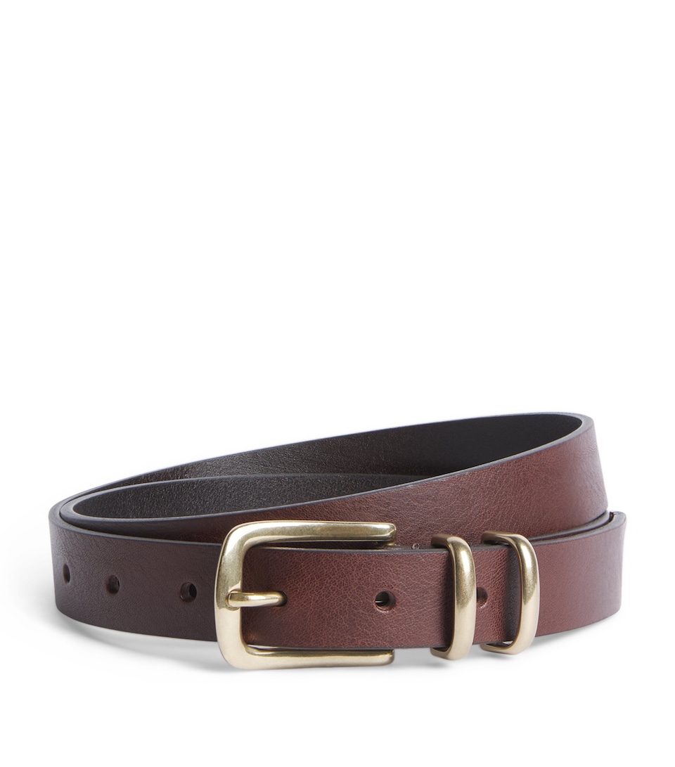 Molebo Leather Double-Loop Western Belt Brown Leather