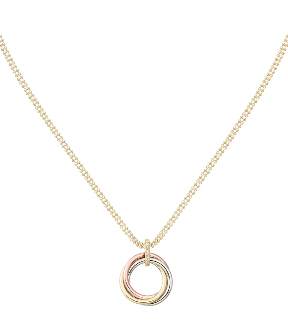 White, Yellow, Rose Gold and Diamond Trinity Necklace