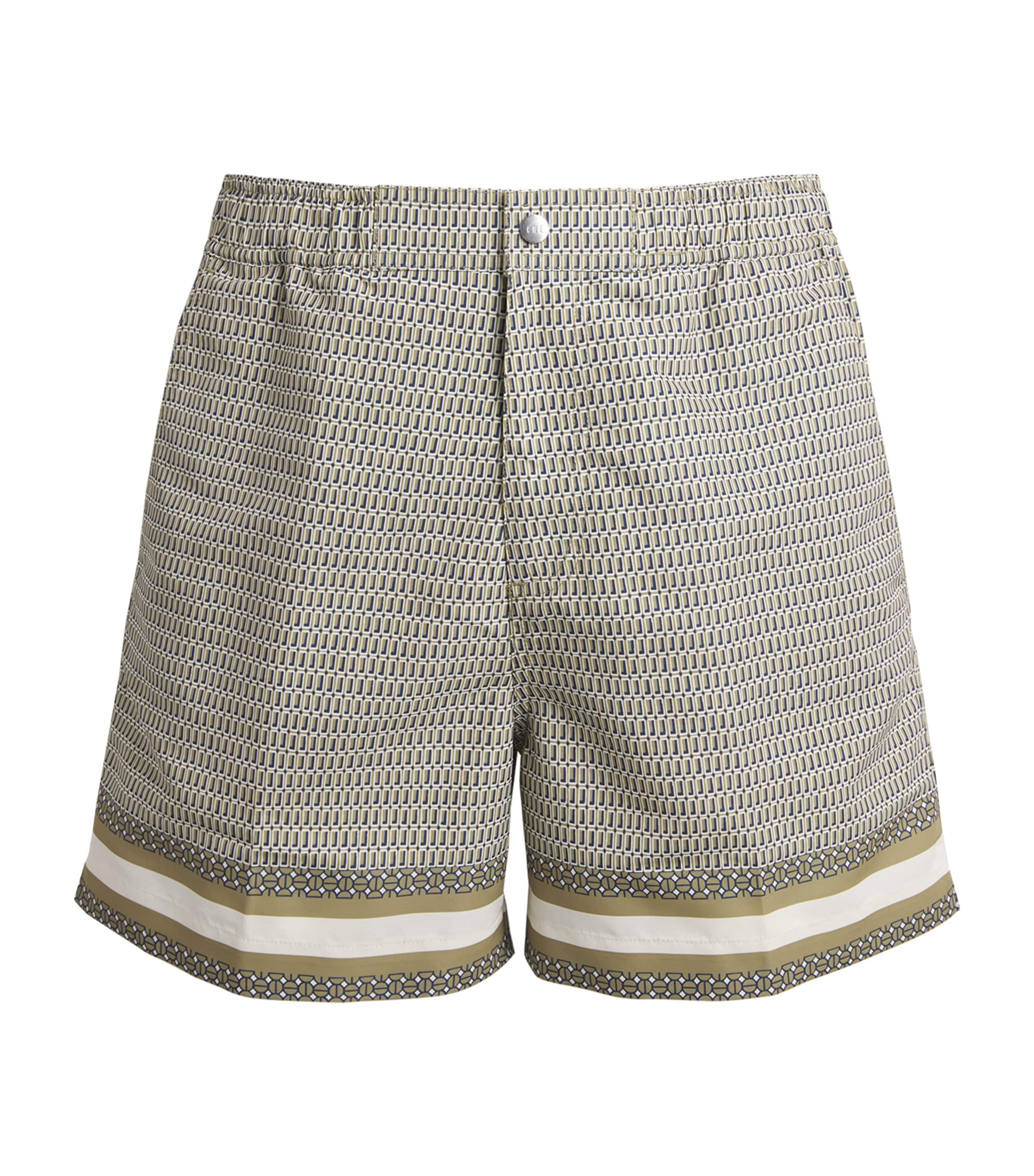 CHÉ Mens Printed Berkley Swim Shorts Dark Olive