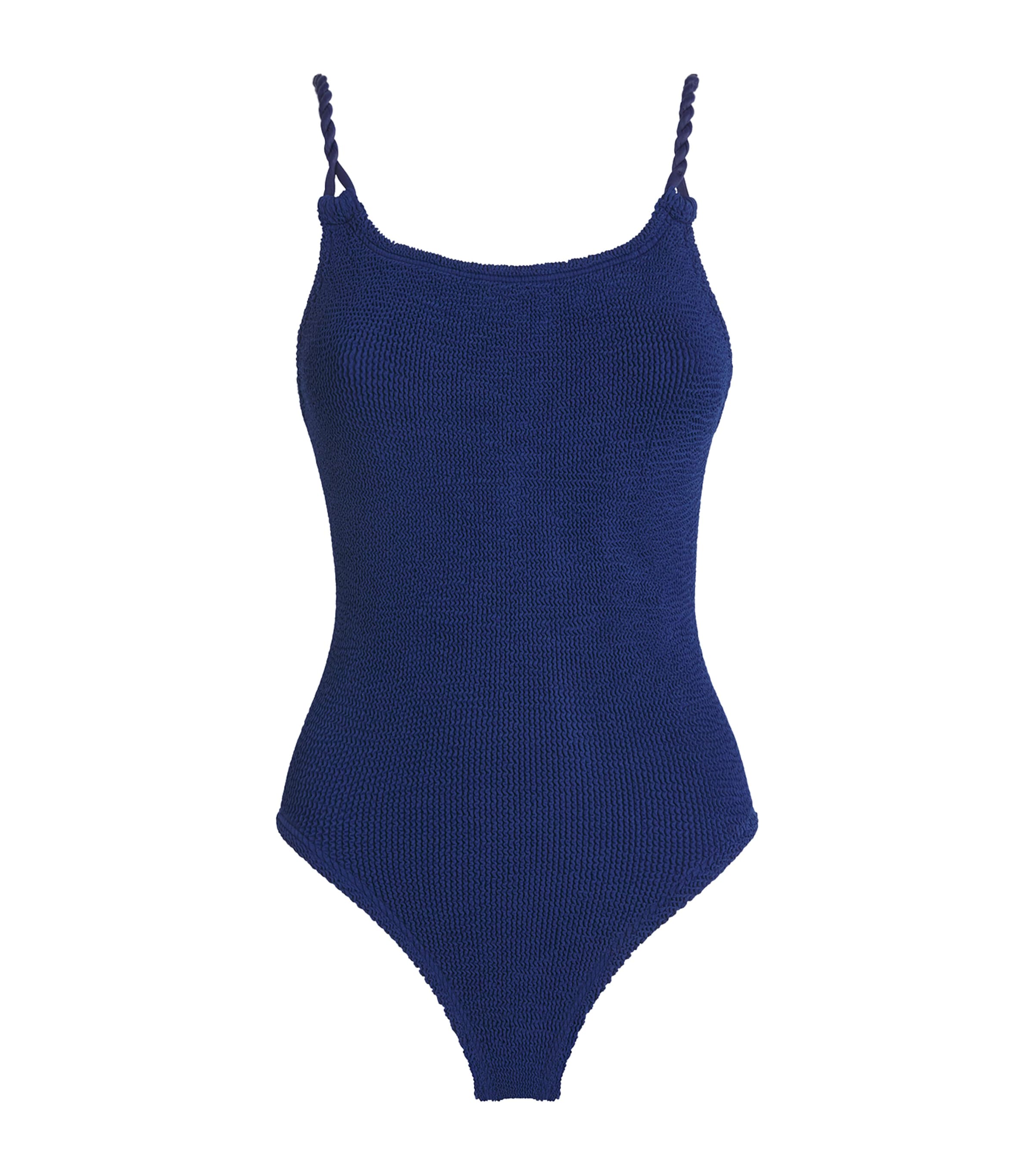 Hunza G Womens Twisted-Strap Camille Swimsuit Navy