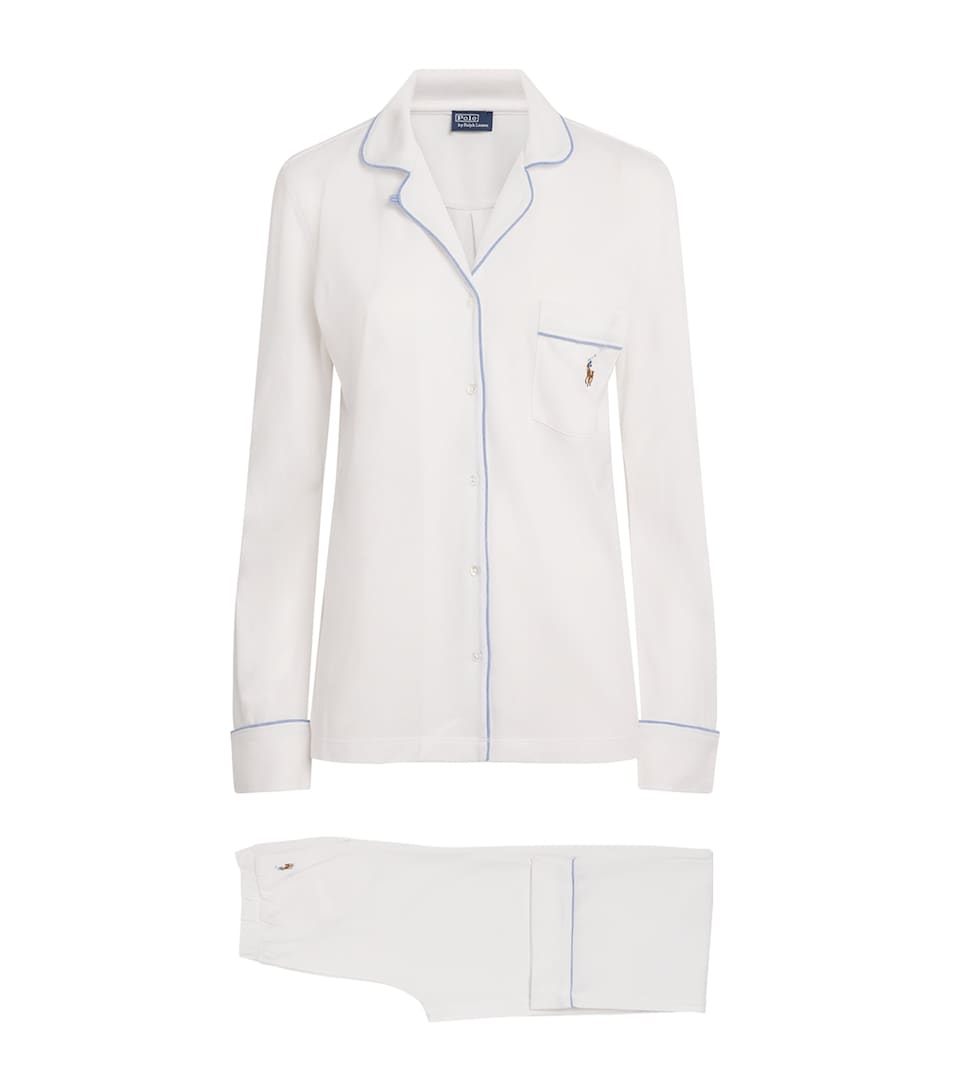 Polo Ralph Lauren Womens Cotton-Modal Pyjama Set White Cloud