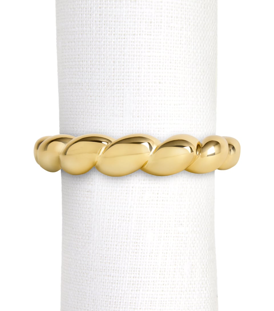 L'Objet x Jessica McCormack Set of 4 Porcelain Shell Napkin Rings Gold
