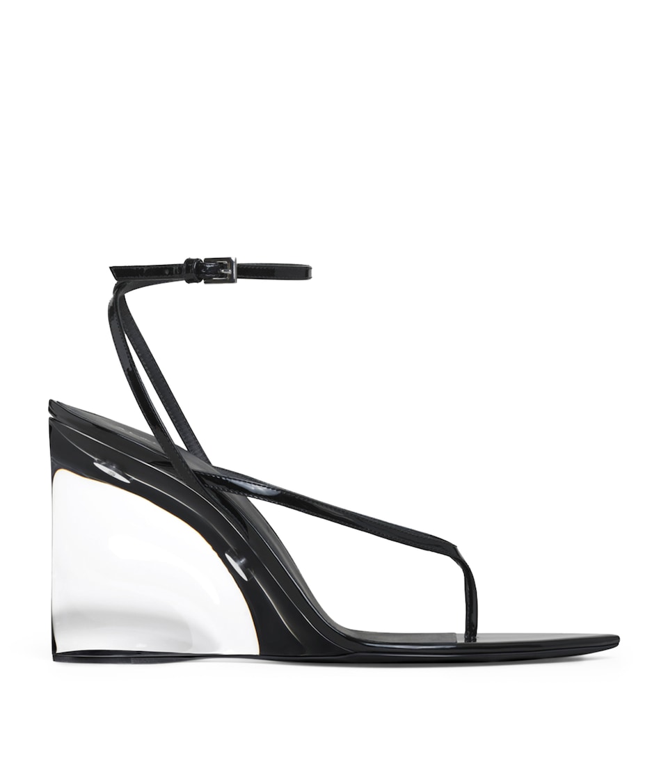 Alaïa Clear Tongs Wedge Heels 90 Noir