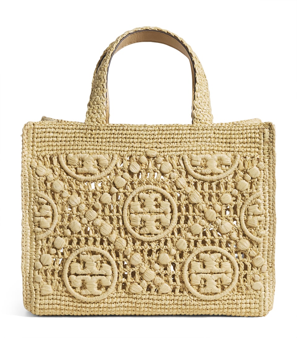 Raffia Monogram Top-Handle Bag