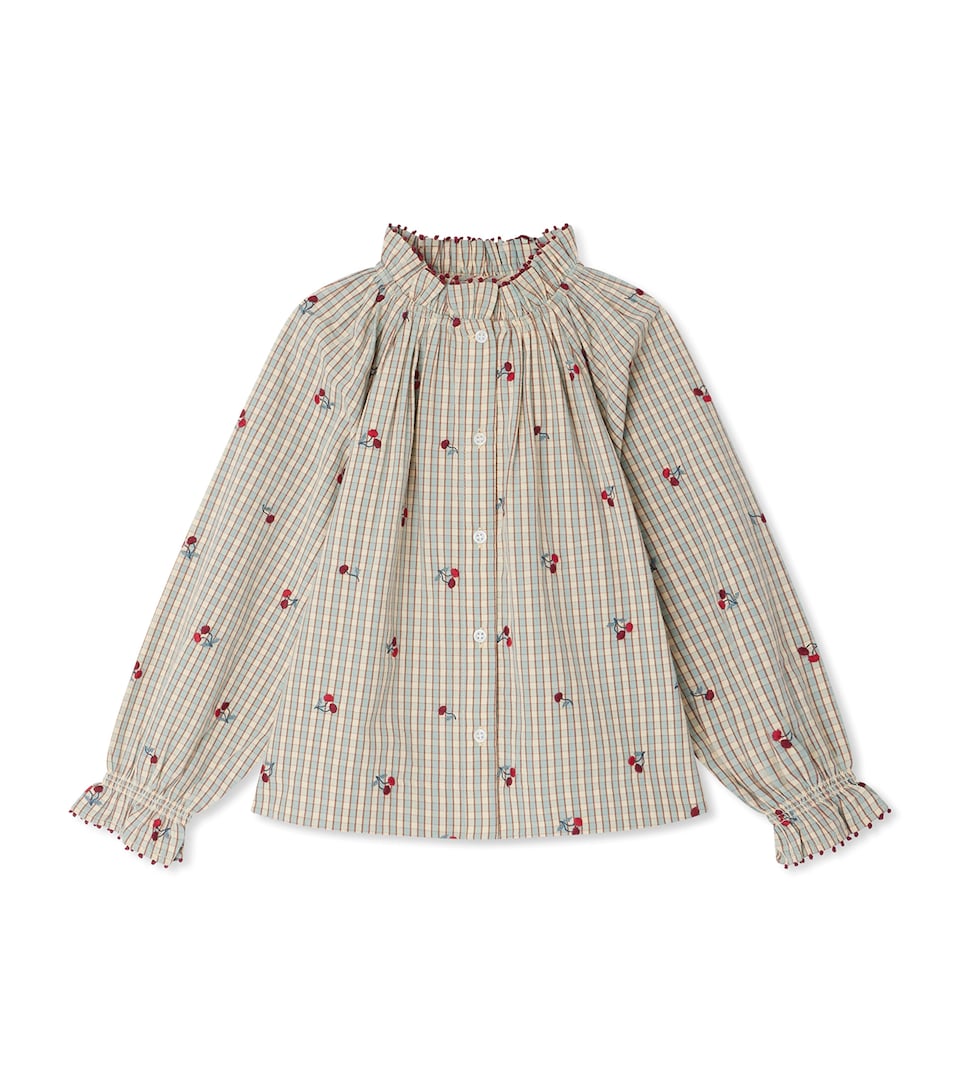 Cotton Embroidered Check Blouse (10-14 Years)