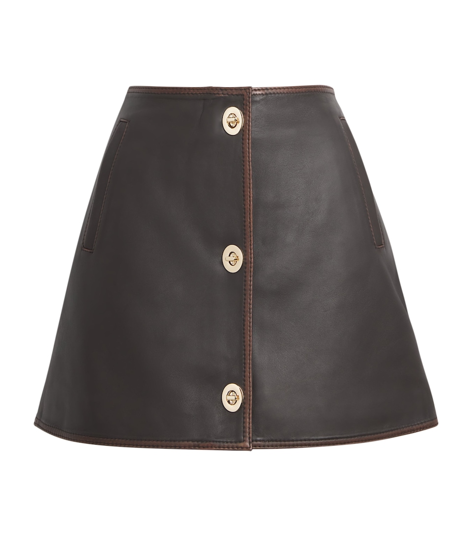 Leather Turn-Lock Mini Skirt