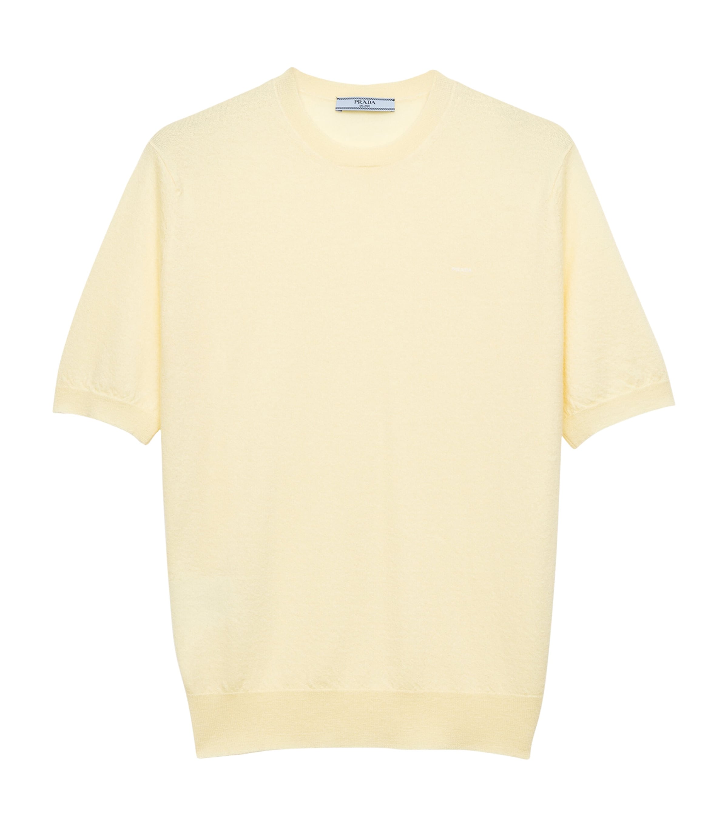 Prada Womens Cashmere T-Shirt Sweater Yellow