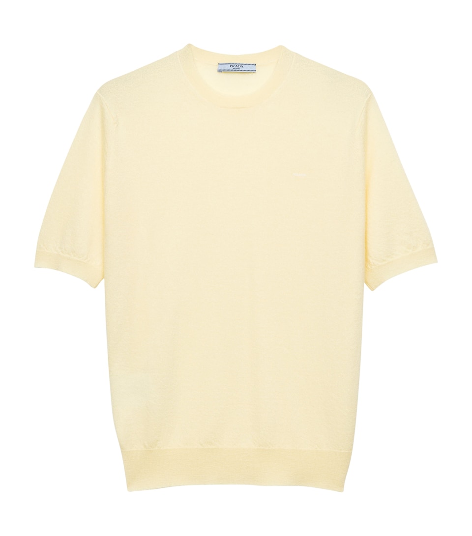 Prada Womens Cashmere T-Shirt Sweater Yellow
