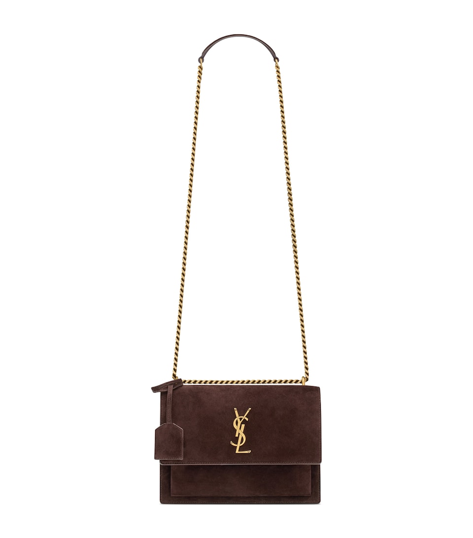 Saint Laurent Medium Suede Sunset Shoulder Bag