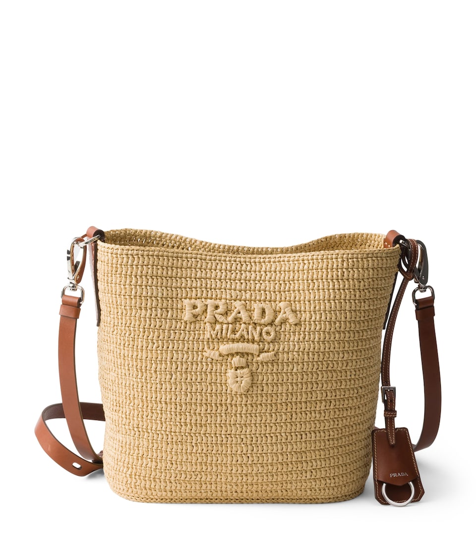 Prada Small Crochet Bucket Bag Neutral